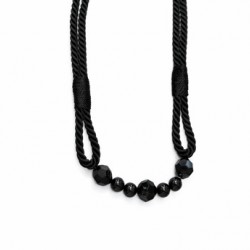 Black Beaded Rope Curtain Tieback