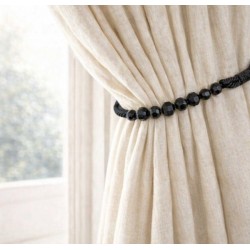 Black Beaded Rope Curtain Tieback