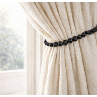 Black Beaded Rope Curtain Tieback