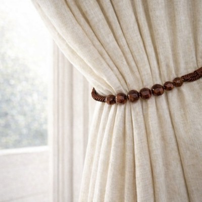 Brown Beaded Rope Curtain Tieback
