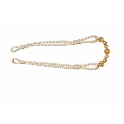 Cream Beaded Rope Curtain Tieback