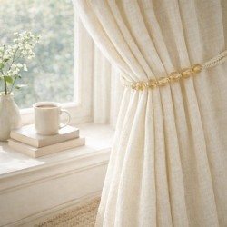 Cream Beaded Rope Curtain Tieback