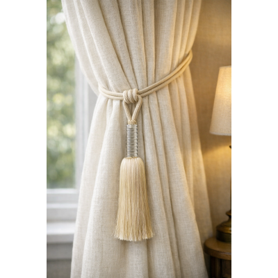 Oyster & Cream Curtain Tassel Tieback